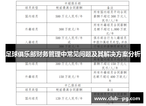 足球俱乐部财务管理中常见问题及其解决方案分析