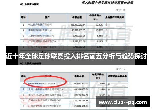 近十年全球足球联赛投入排名前五分析与趋势探讨
